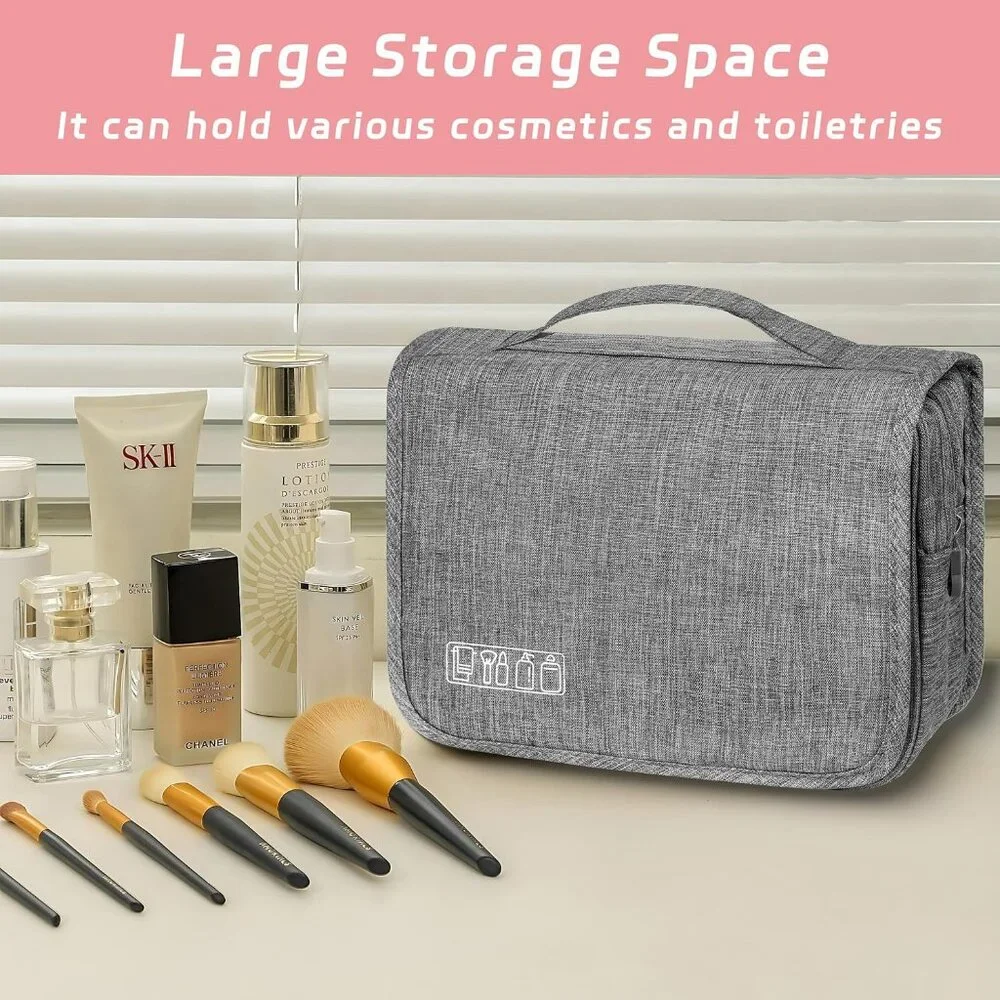 Travel Bag Toiletry Bag w Hanging Hook Waterproof Shower Bathroom Shaving‎ etc